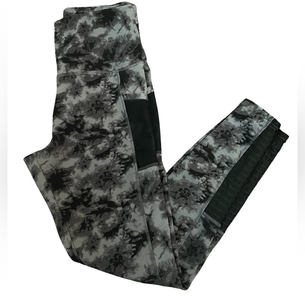 Xersion Black & Grey Tie Dye Athletic Leggings
